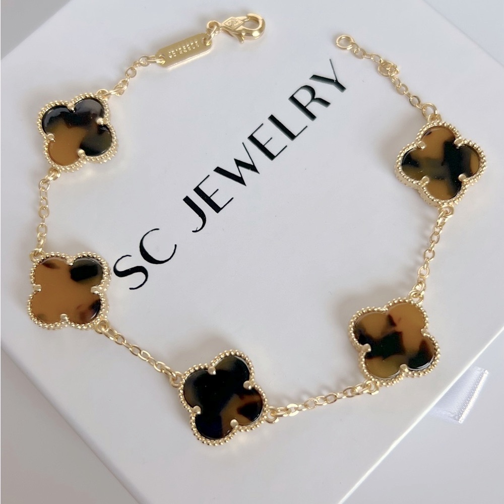 Tiger Eye Clover Bracelet Double Sided Luxury Jewelry